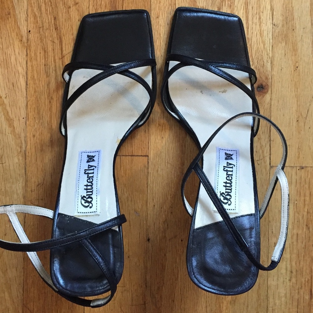 Butterfly Ankle Strap Leather Sandals